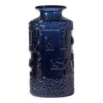 Vase en verre cobalt massif de Göte Augustsson, pour Ruda Glasbruk, années 1960.