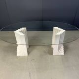 Vintage travertine Carlo Scarpa style dining table, 1970s