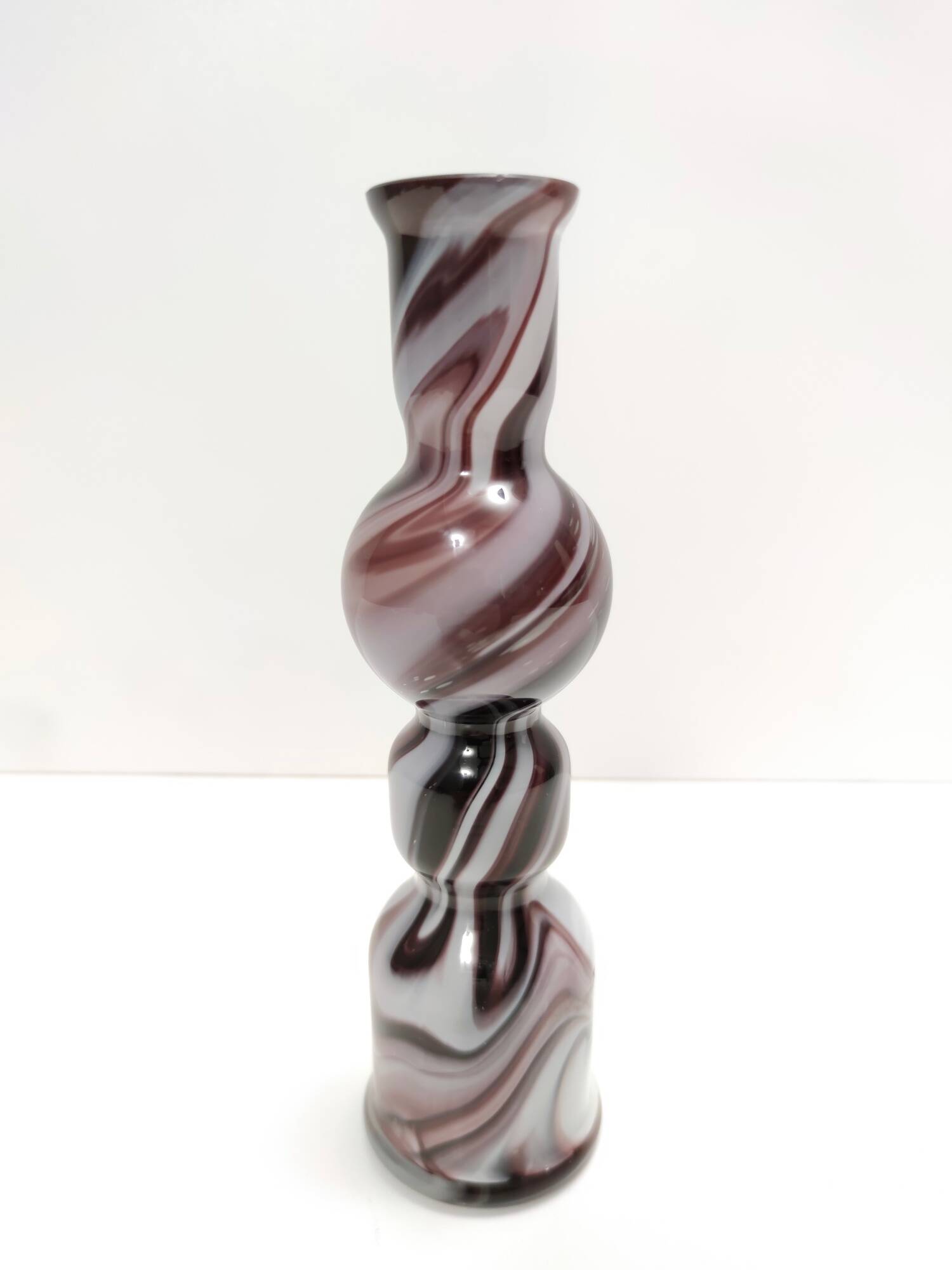Purple and White Murano Glass Vase “Wave” by Carlo Moretti, Italy