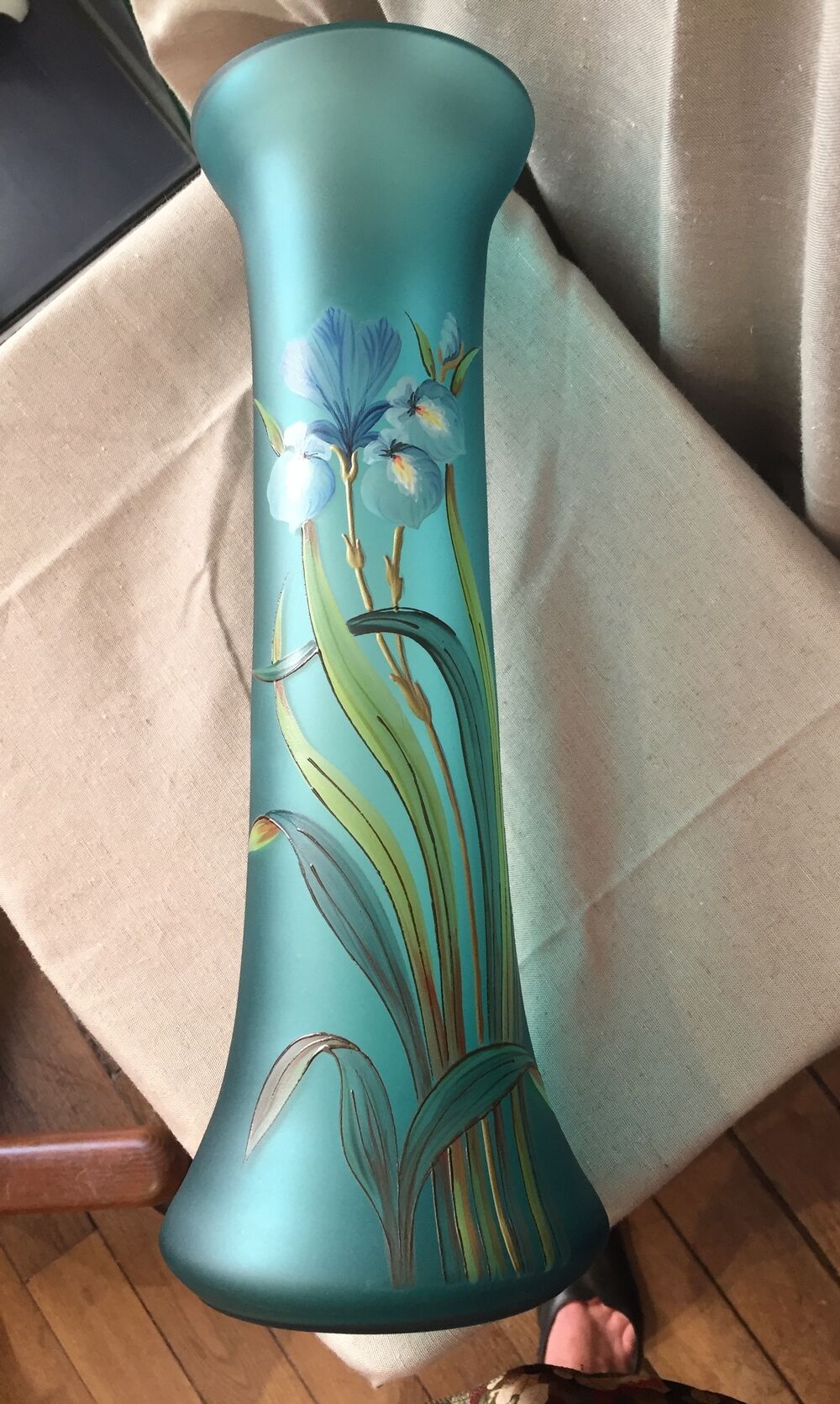 Vase made of glass paste with iris decoration