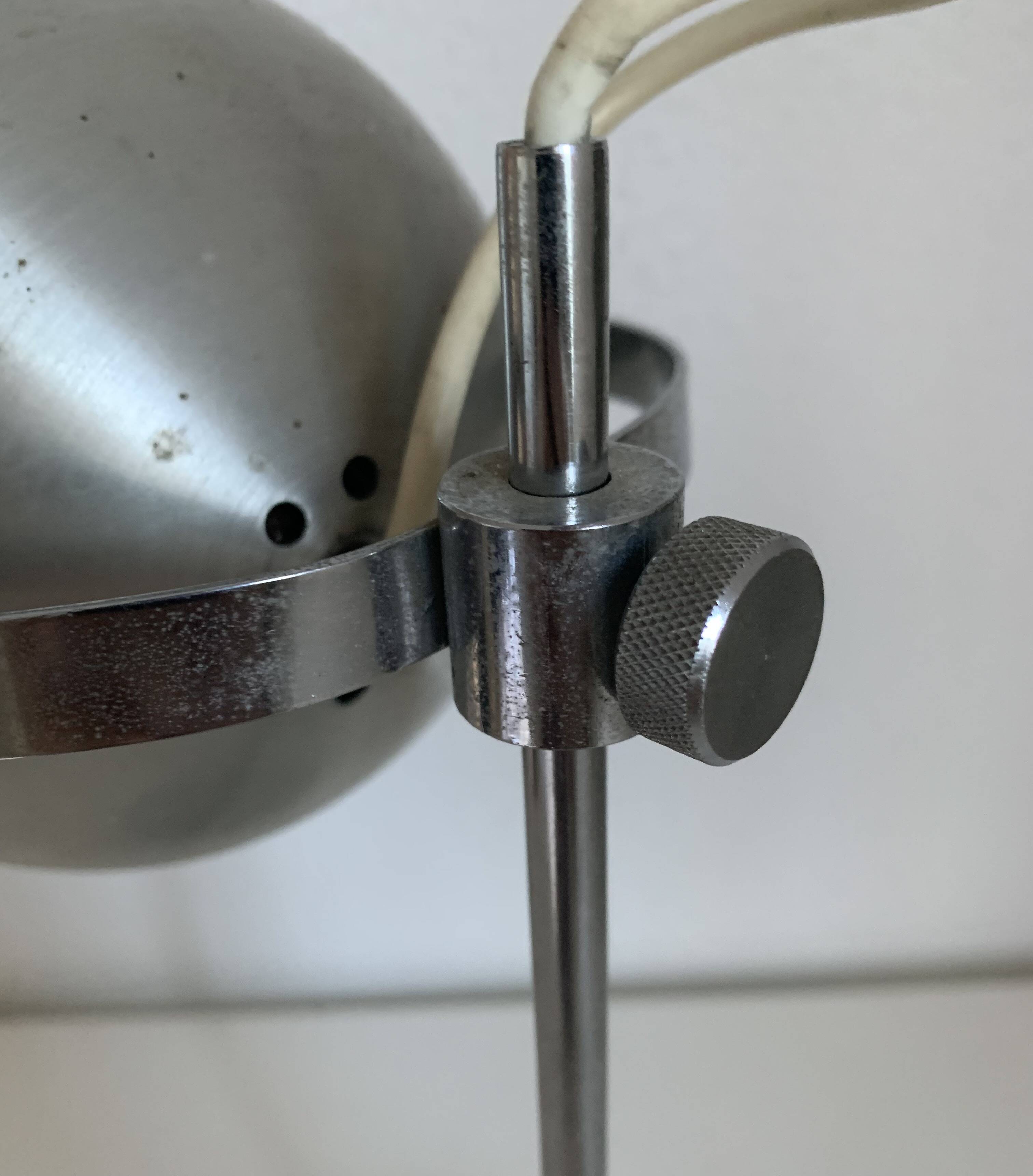 1960s vintage table lamp eyeball brushed steel Aluminor - 34 cm
