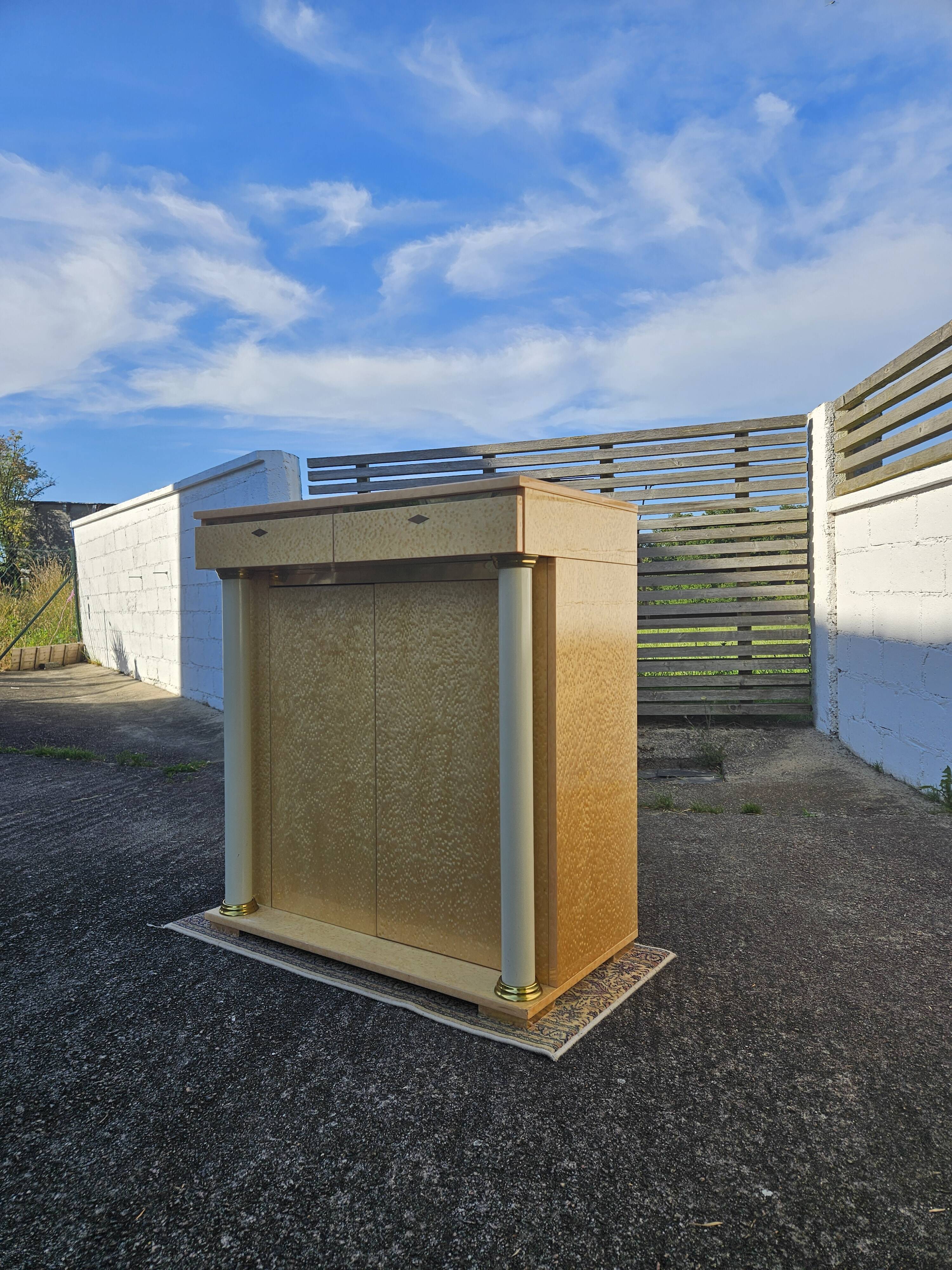 French Vintage Lemon Drawer Cabinet-Bar Cabinet-Neoclassical Style-90s