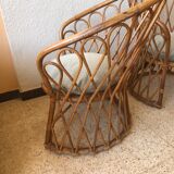 Pair of vintage rattan armchairs