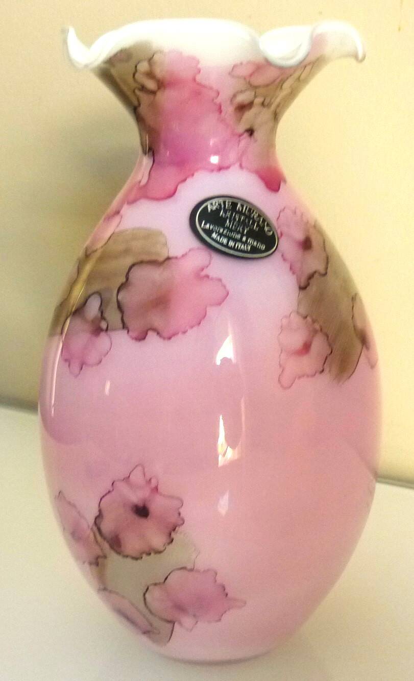 Pink vase, Murano Kristall Mery, blown glass with inclusions