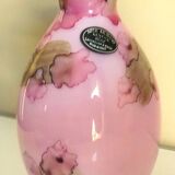 Vase rose, Murano Kristall Mery, verre soufflé avec inclusions