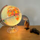 World map lamp Scan-globe Denmark vintage 1972 swivel & tiltable