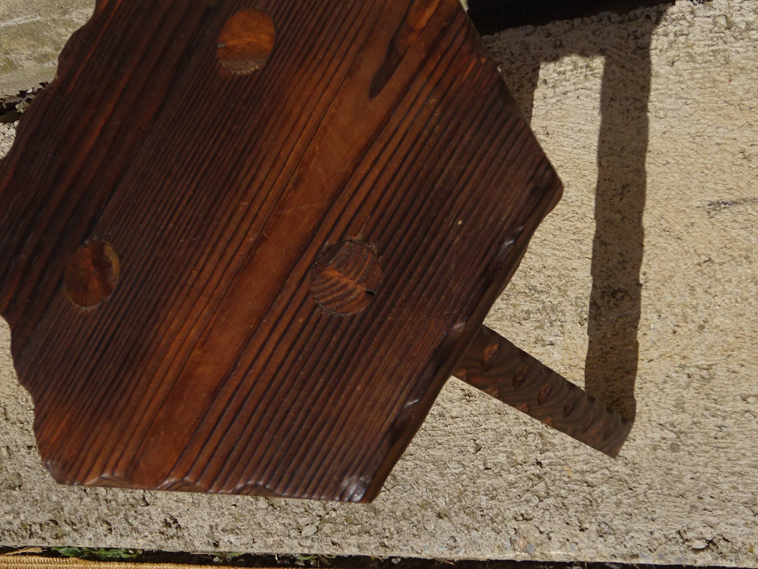 solid pine tripod stools, 2