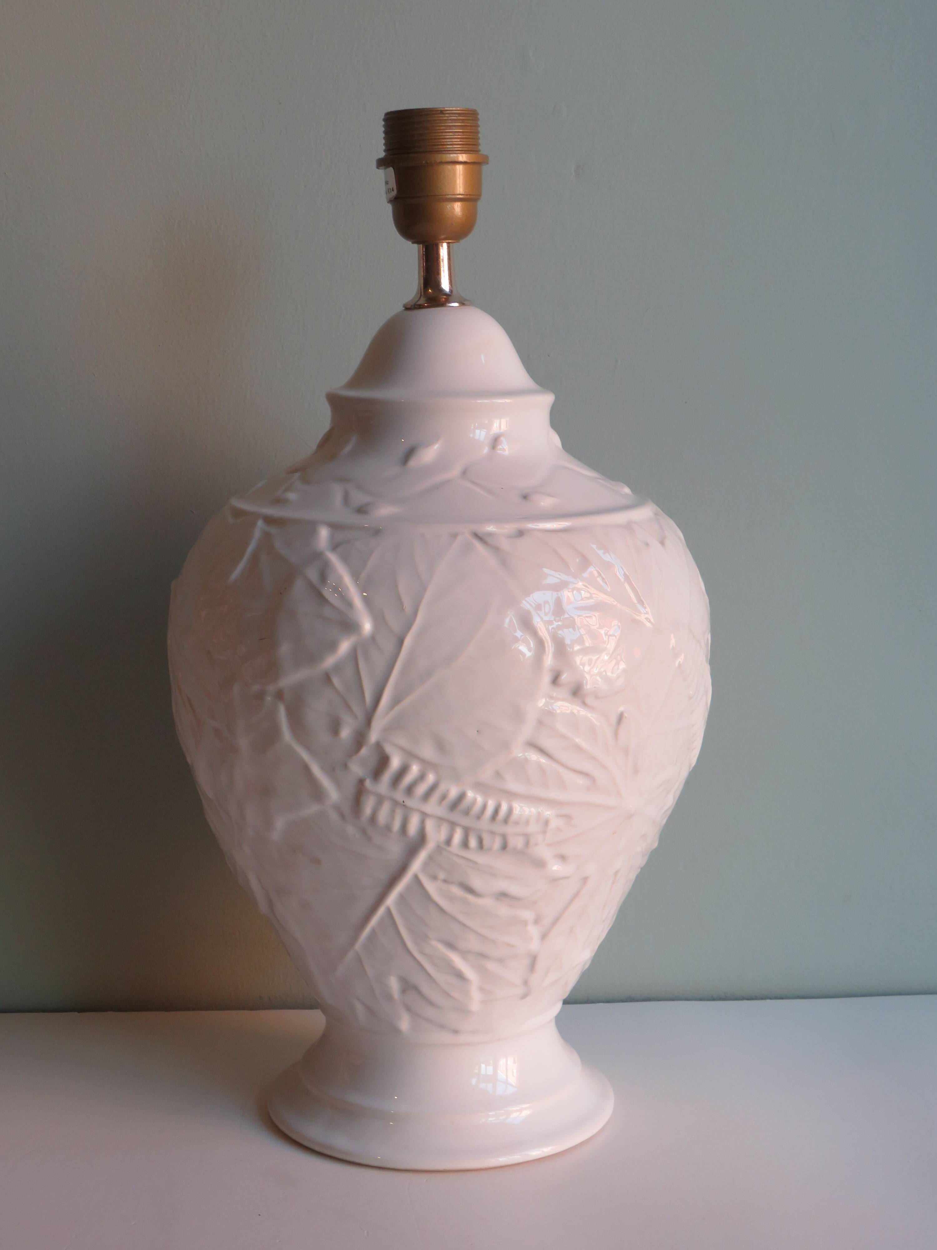 Ceramic lamp foot with floral motif, 1970 France