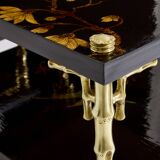 Bamboo bronze lacquered Chinese side tables Maison Baguès 1940