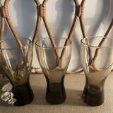 3 Luminarc smoked glass orangeade glasses