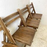 Set of 4 vintage wooden folding chairs