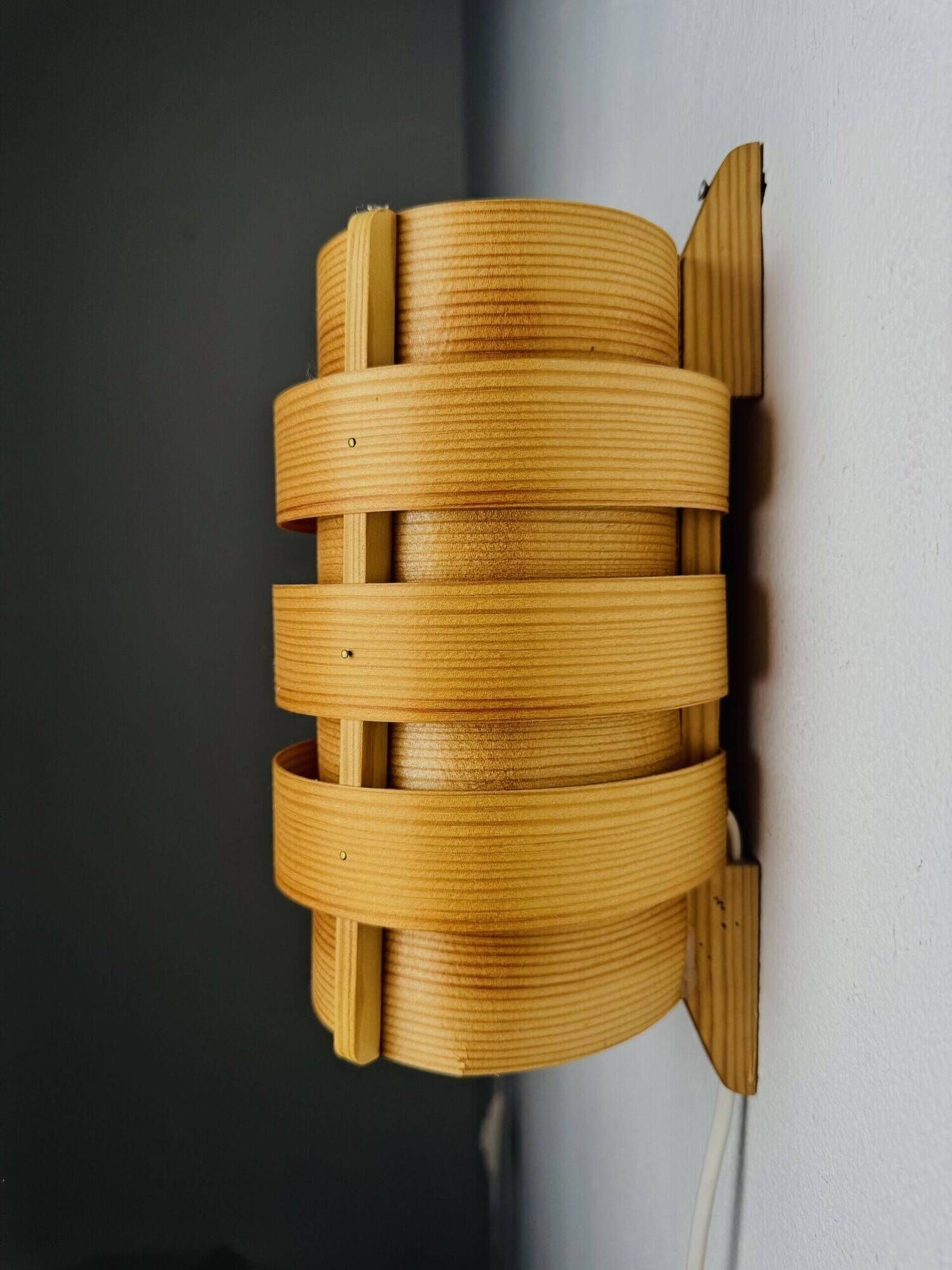 Set Of Curved Pine Veneer Wall Lamps By Hans-Agne Jakobsson For Markaryd, Sweden 1960S