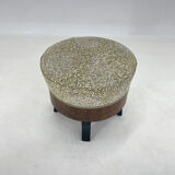 Upholstered wallnut veneer footstool, italy 1950