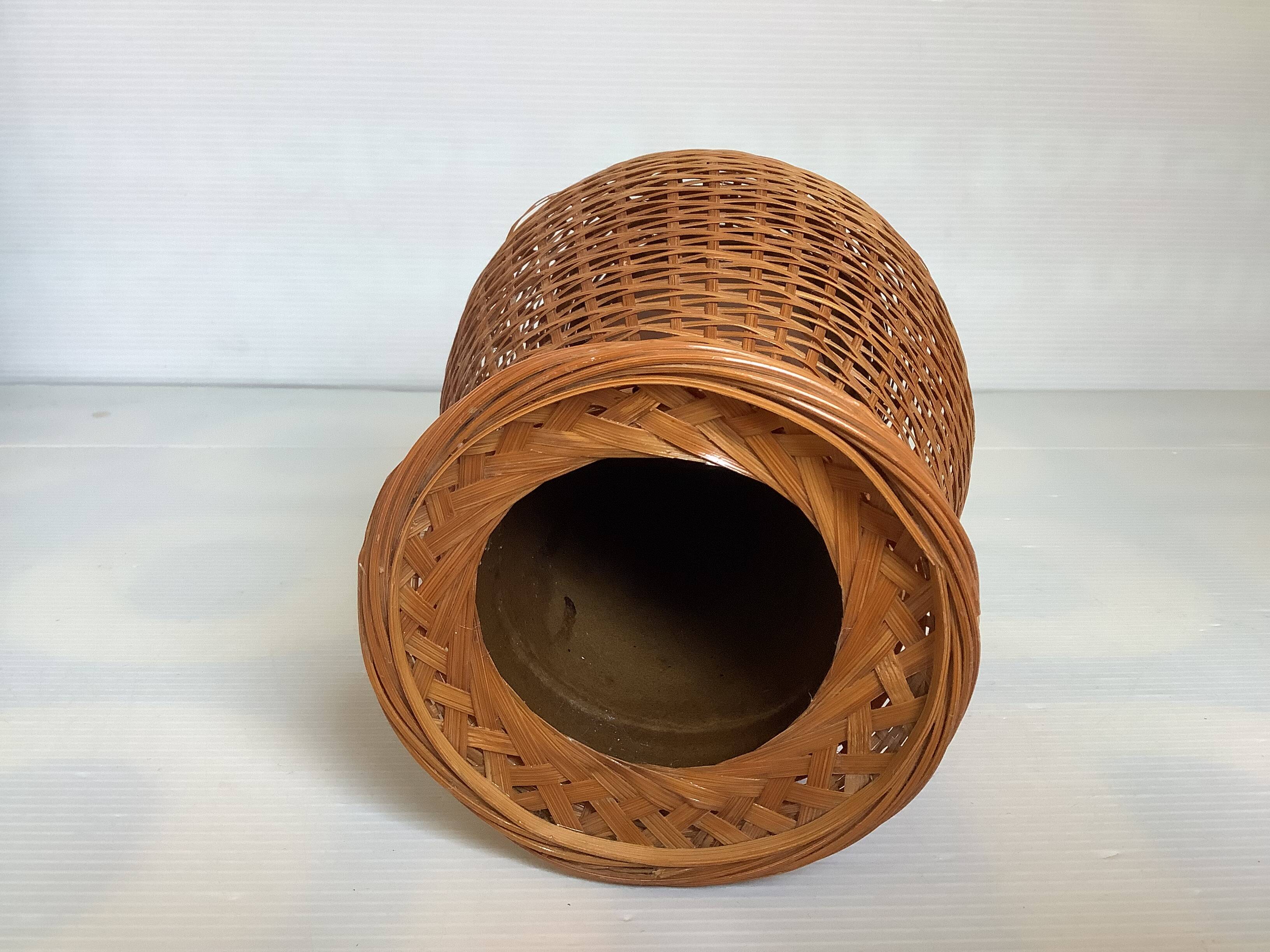 Ikebana style ceramic interior bamboo woven vase