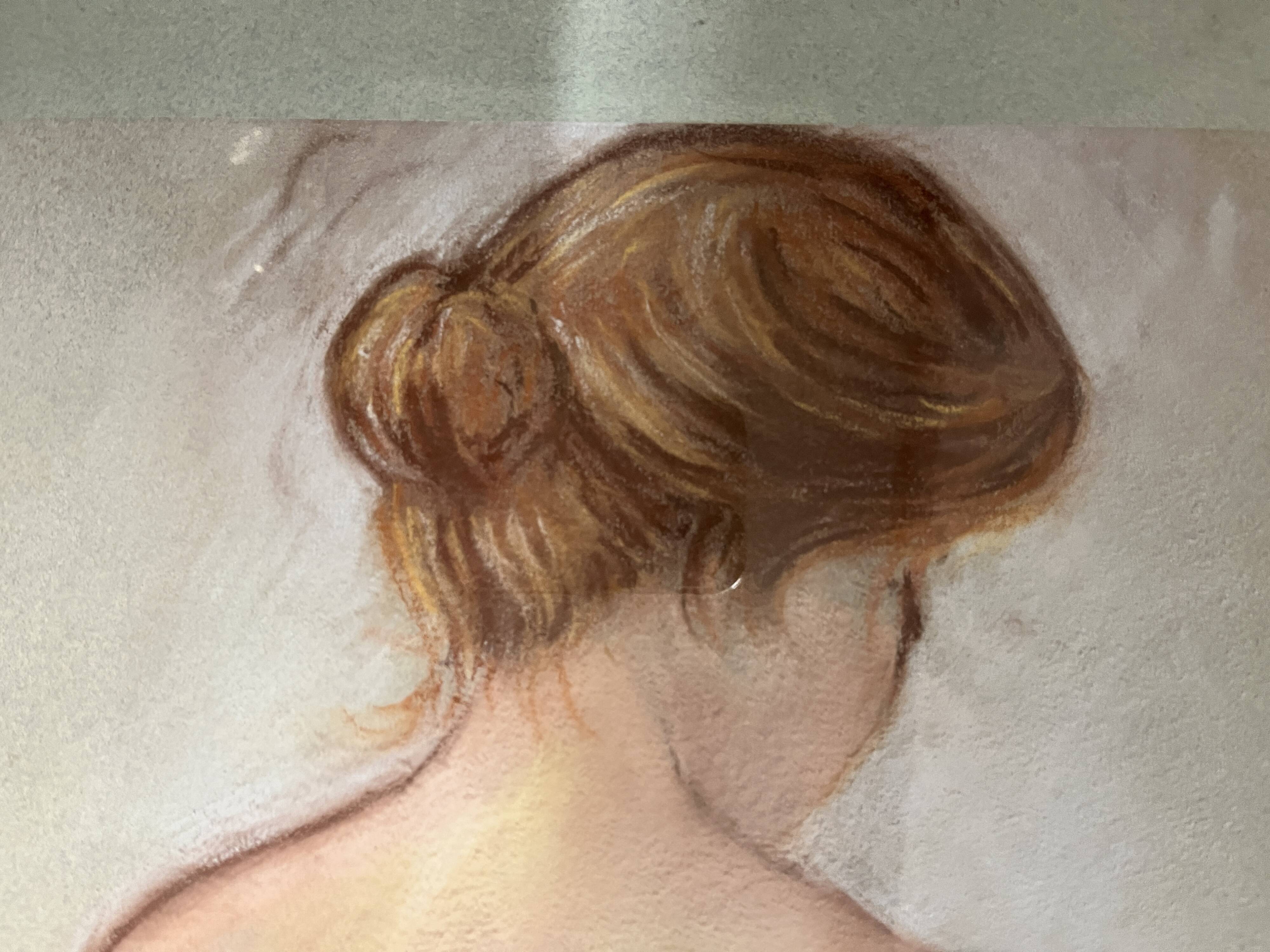 Le Falher (Lionel), Pastel female nude framed 20th century