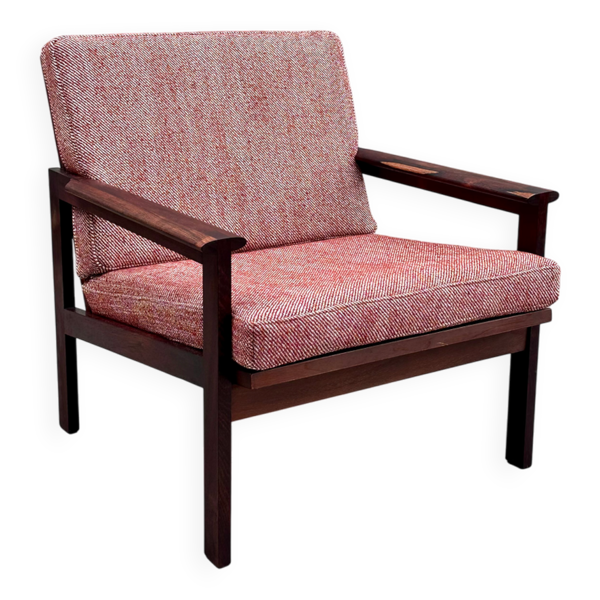 Fauteuil 'Capella' en palissandre, Illum Wikkelsø pour N. Eilersen, Danemark, années 60.