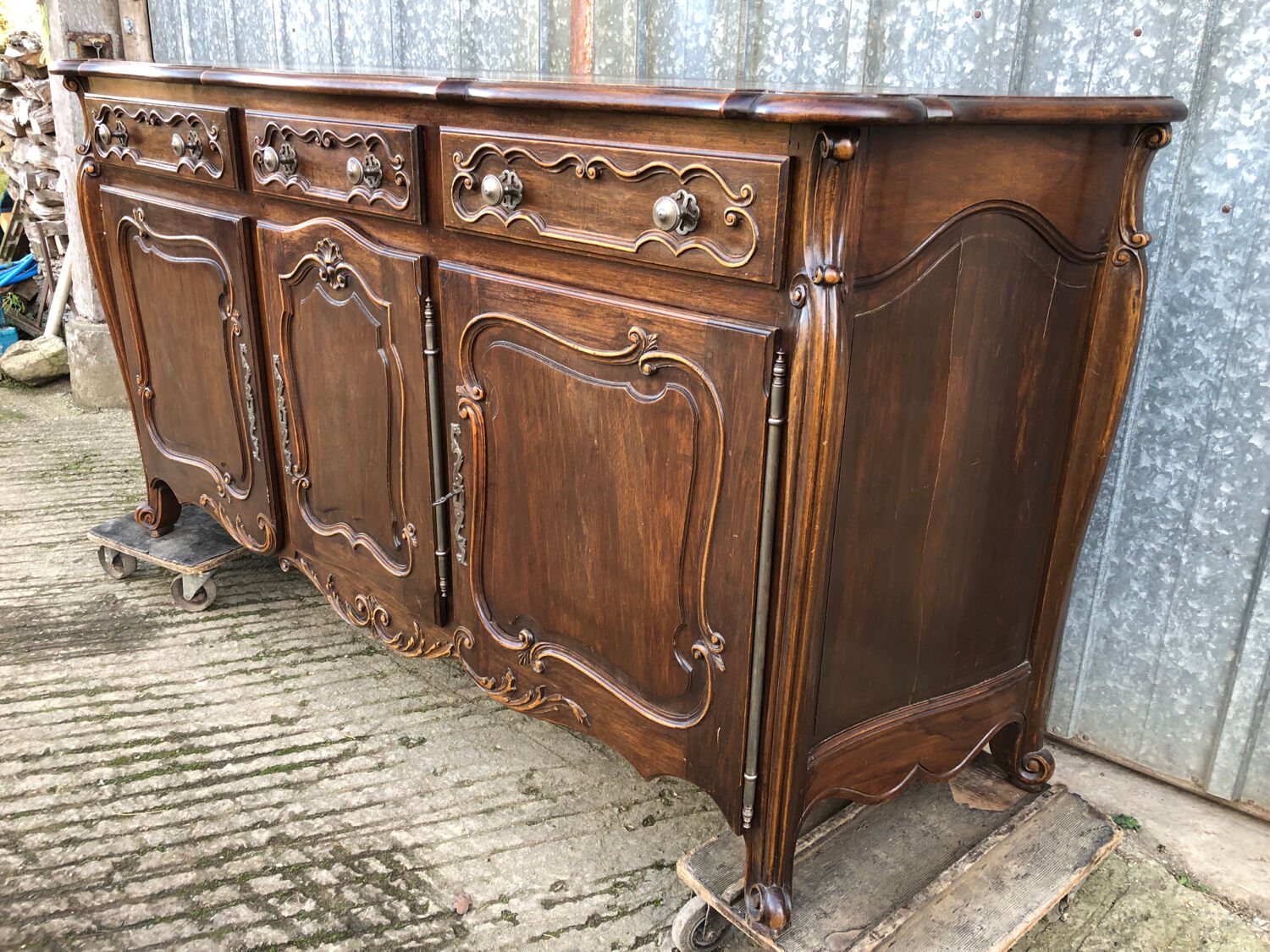 Louis XV style sideboard in solid walnut
