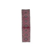 Vintage neutral pink Turkish hand-knotted runner 83x332