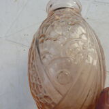 hyacinth vase molded glass rosaline art deco motifs signed Joma