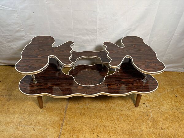 Table basse à étagères rétro vintage des années 60 / Support de plante en Formica