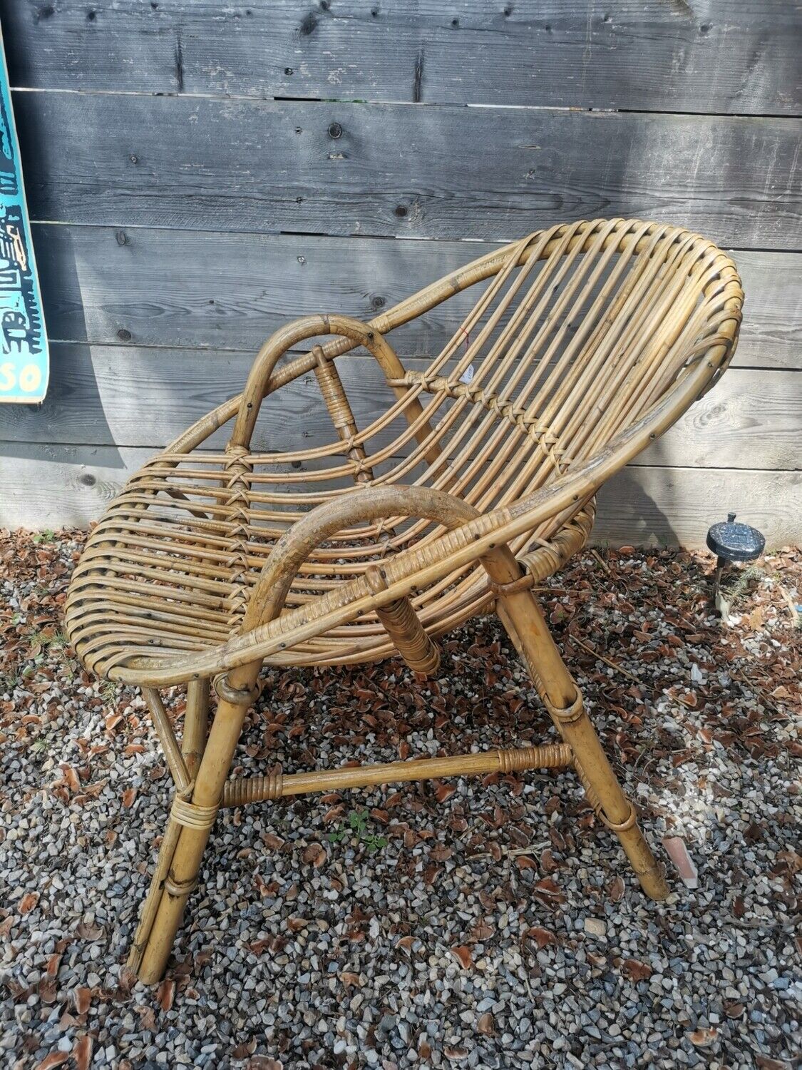 Rattan shell armchair