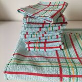 Ensemble nappe et 11 serviettes coton damassé vintage