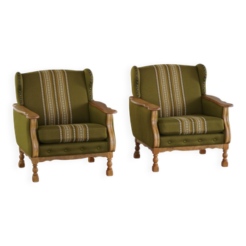Style « Mid-Century Modern » danois, paire de fauteuils de salon en chêne, Henning Kjærnulf, années 1960