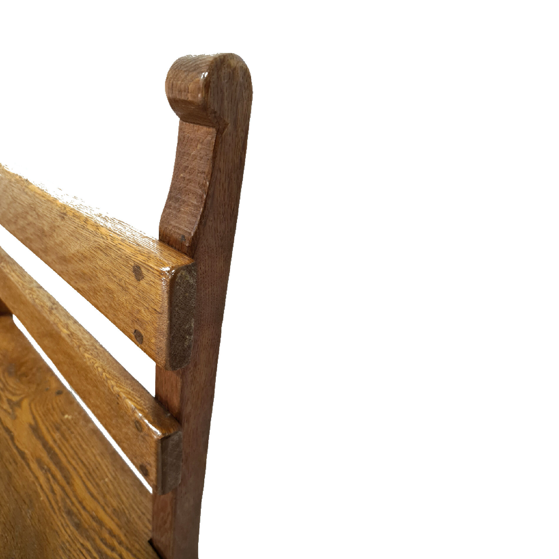 Solid oak brutalist robust bench, Netherlands 1950s