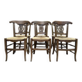 Suite de 6 chaises paillées provençales en chêne massif.
