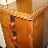 Sideboard in maple, leather and gold-coloured glass, Laszlo Hoenig attr, London 1940s