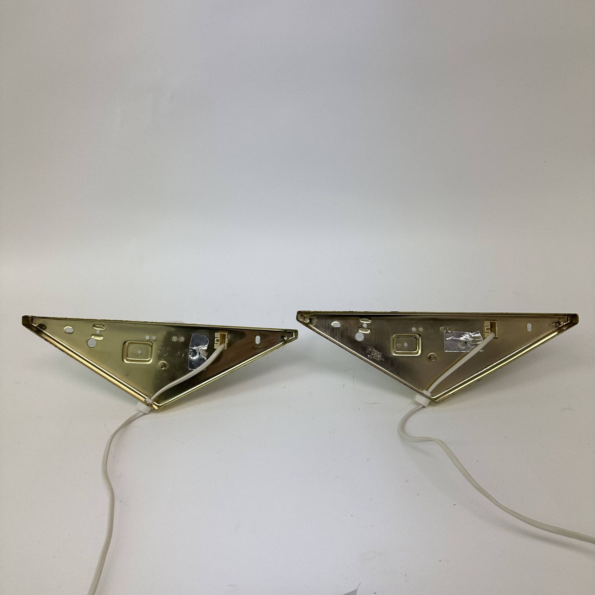 Set of 2 vintage glass wall lamps with golden holder , 1970’s