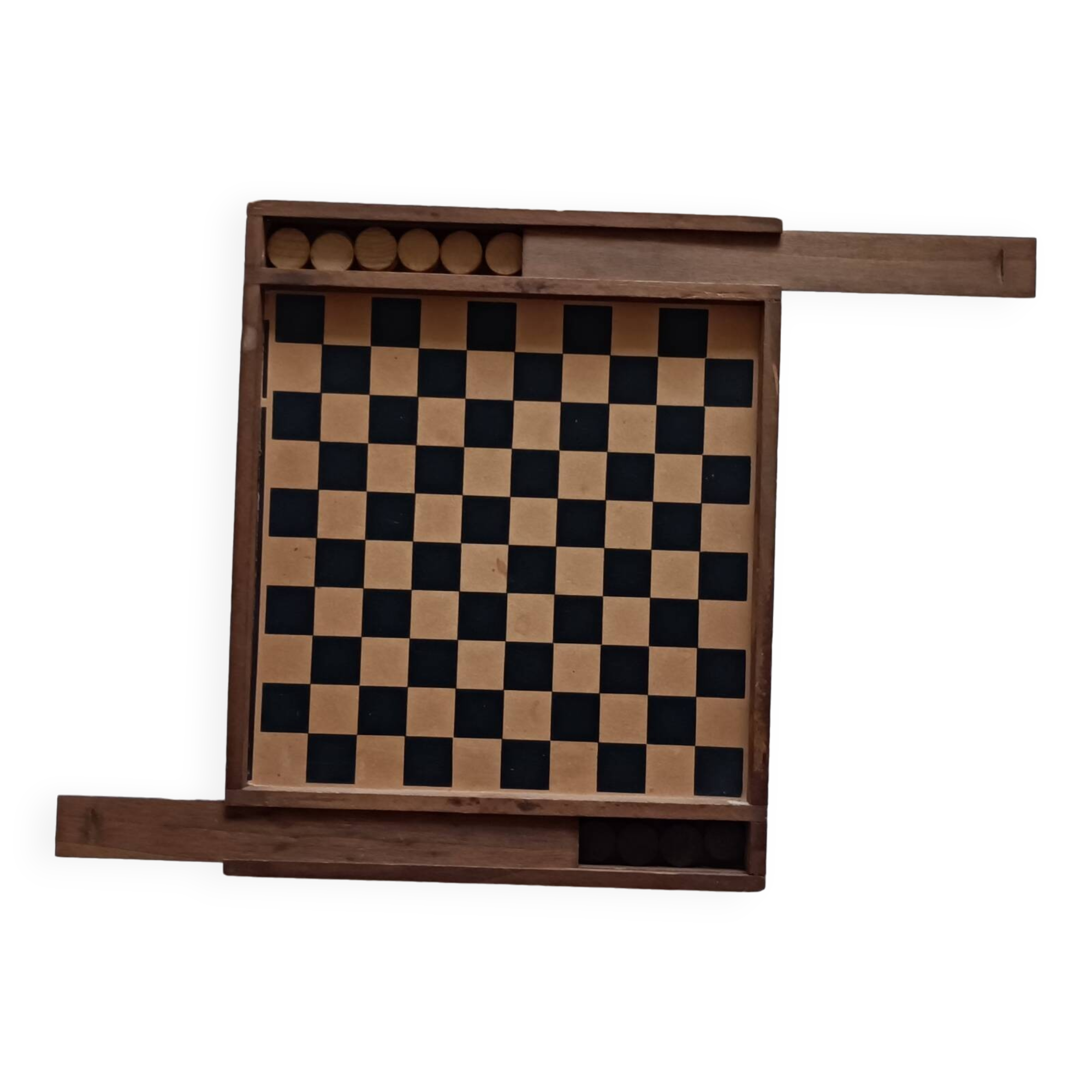 Wooden game of checkers and goose