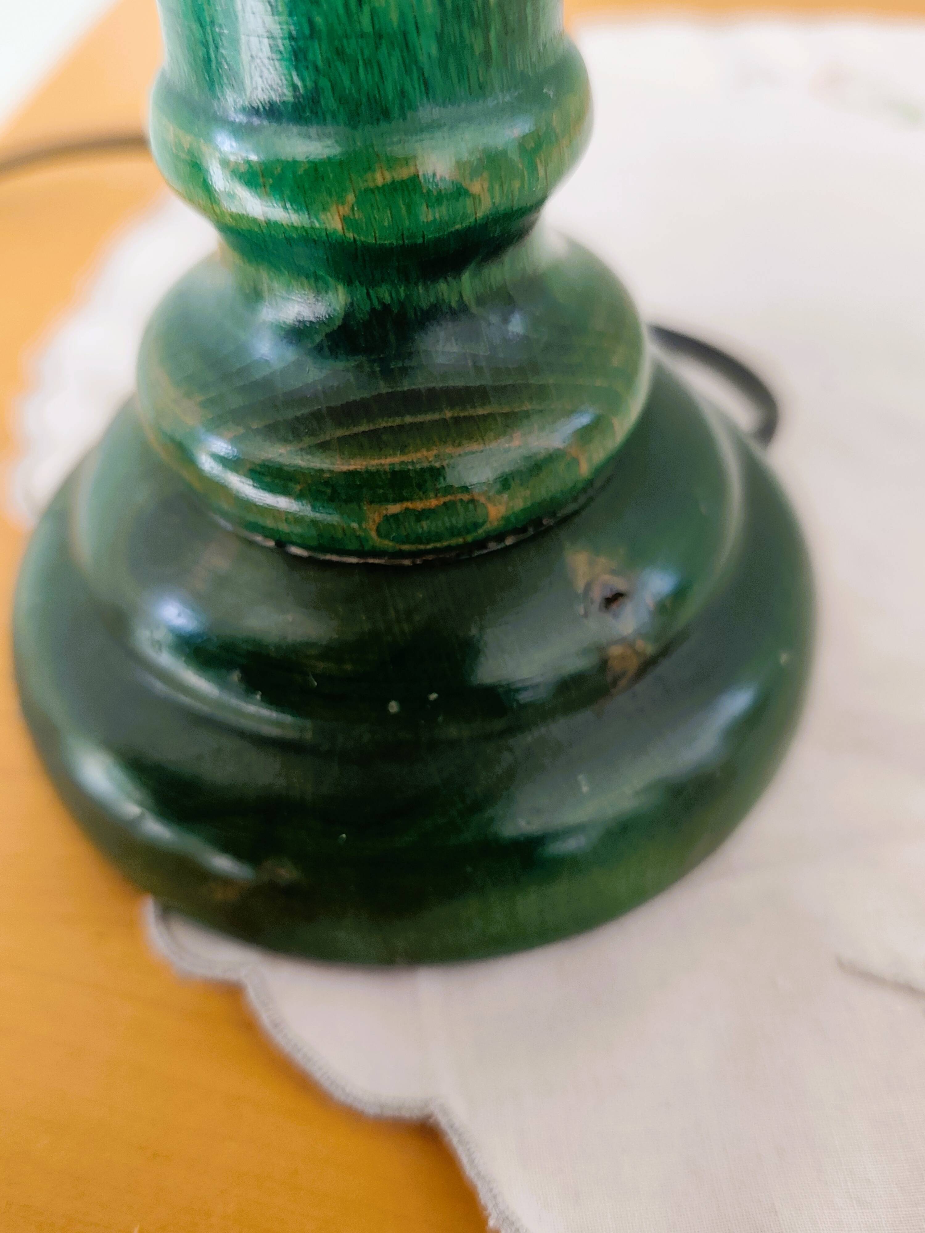 Green wooden table lamp