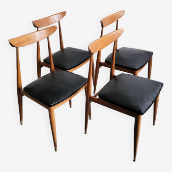 Suite de 4 chaises scandinaves vintage 1960