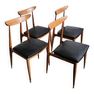 Suite de 4 chaises scandinaves vintage 1960