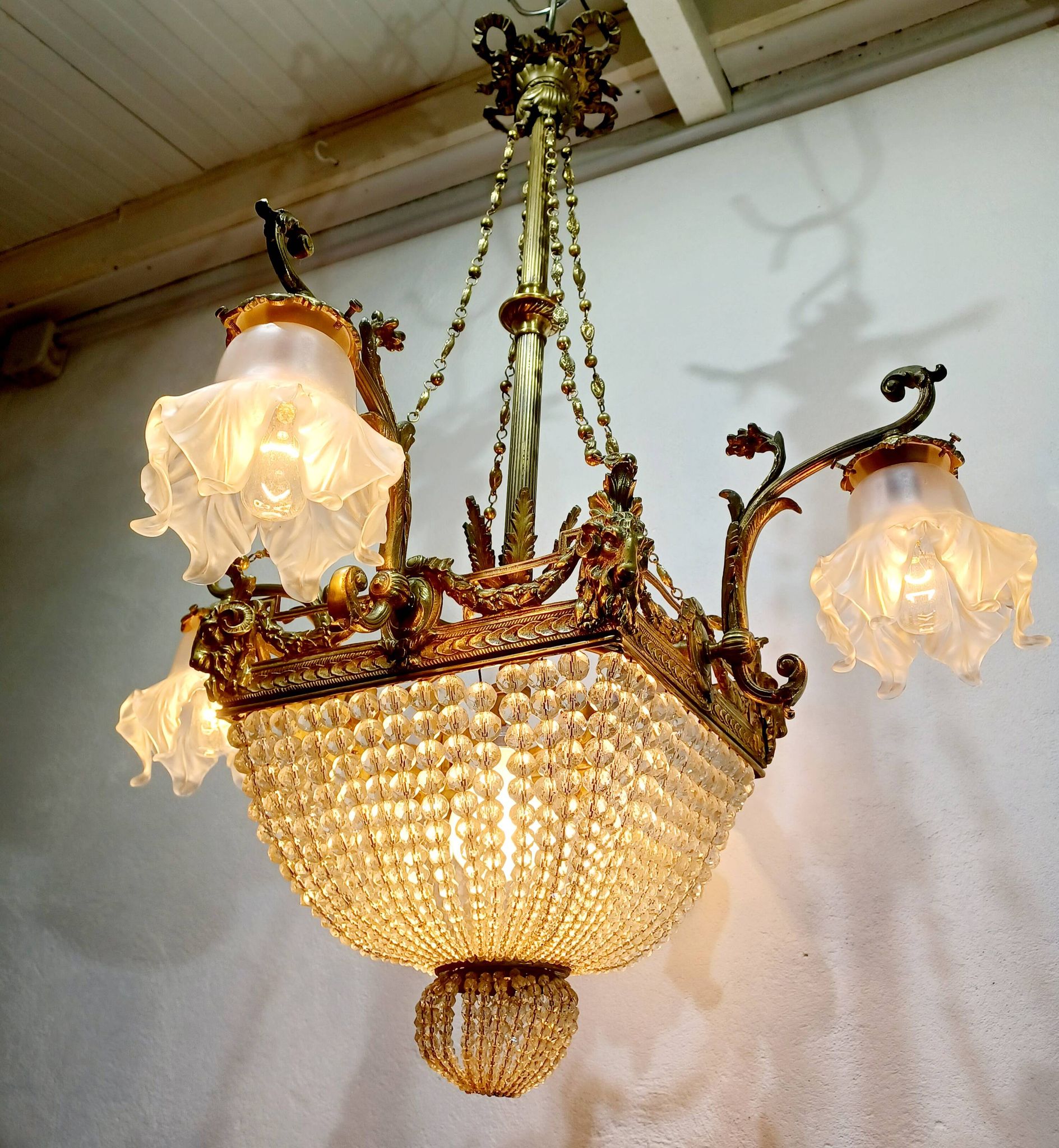 Louis XVI style ram chandelier