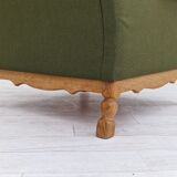 1970s, Danish design, lounge chair in green furniture wool, oak wood