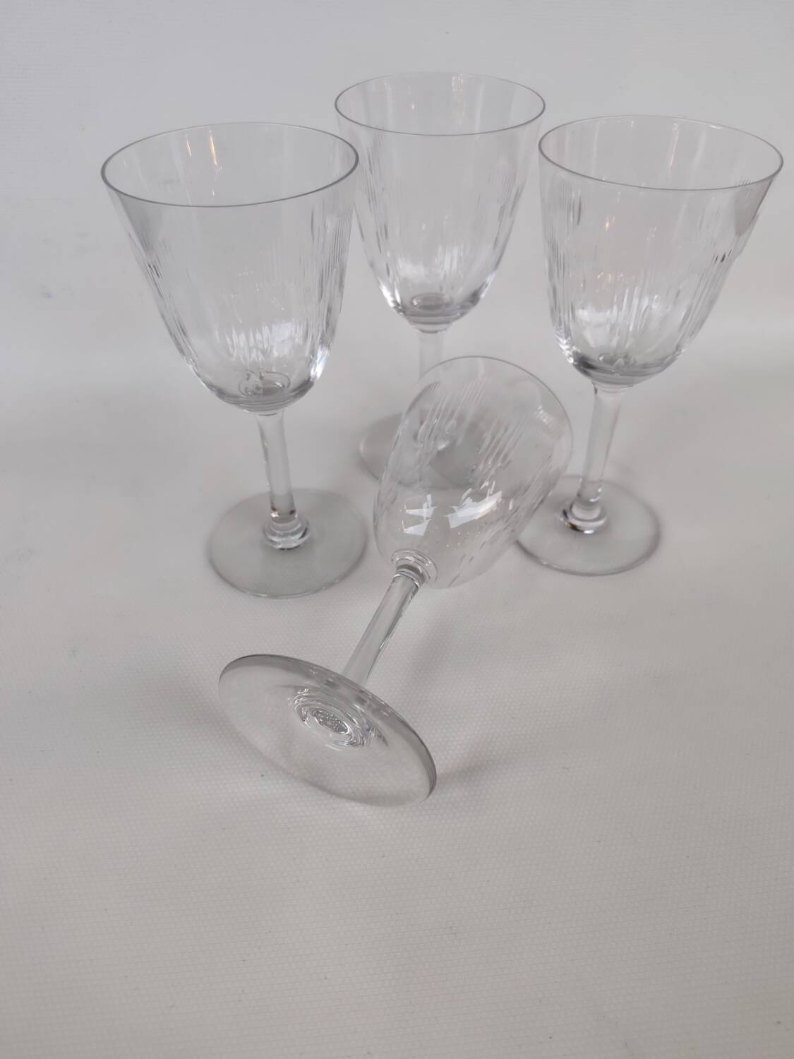 Four Baccarat crystal glasses, Molière pattern. Early 20th century.