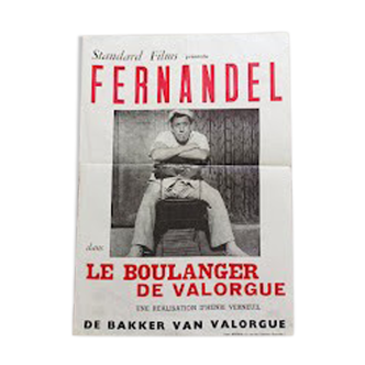 Affiche de cinéma original fernandel "le boulanger de valorgue"1952