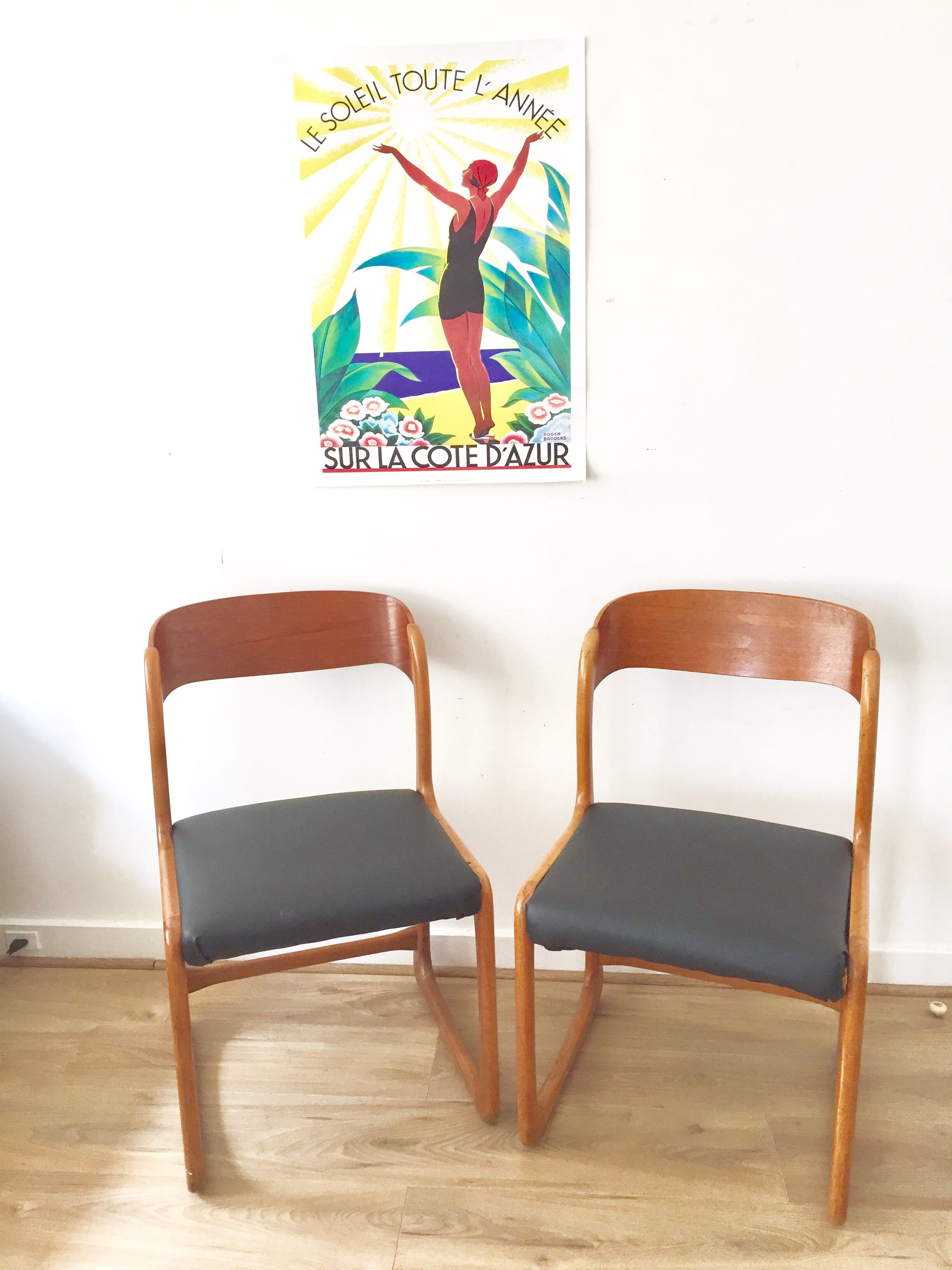 Pair of armchairs Baumann vintage sled