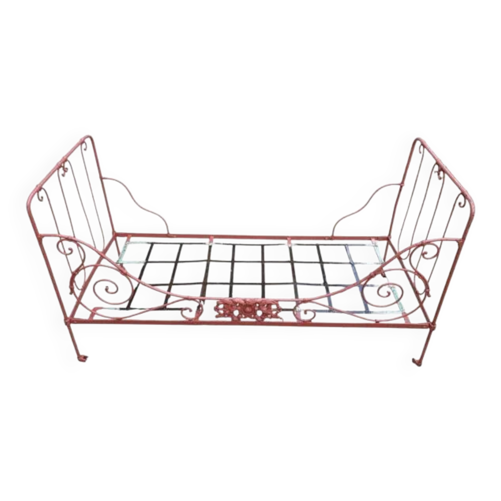 Lit banquette en fer forgé XIXe siècle 190cm x80cm