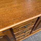 English sideboard with 2 doors and 4 drawers in solid wood 130cm