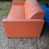 Skai orange convertible sofa 1950s