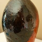 Ceramic vase, chamotte terracotta, enamelled, signature to be identified, vintage