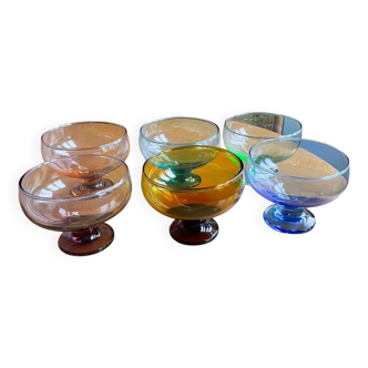 Vintage 70s colored glass cups
