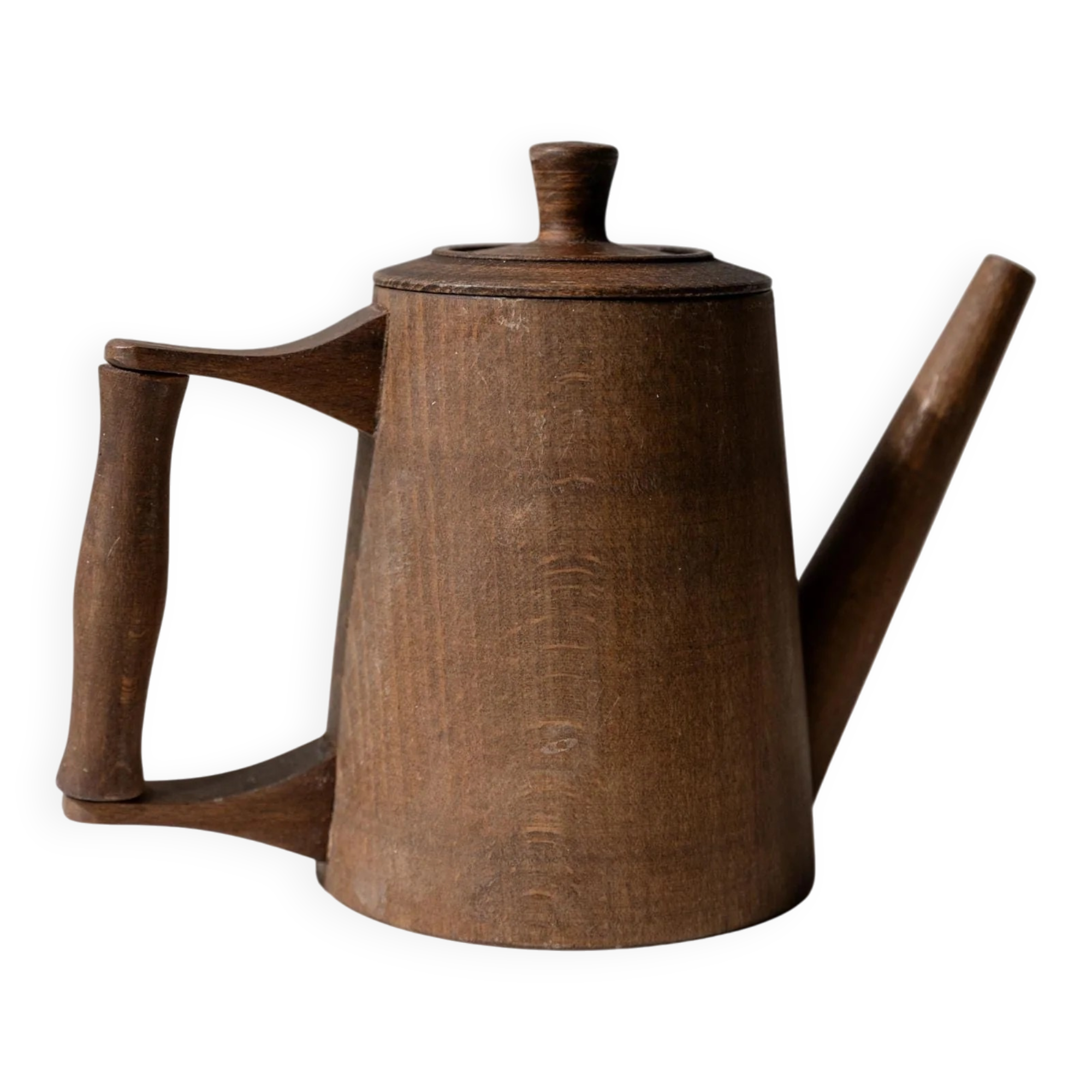 Vintage wooden pitcher from the 1960s, hand-carved.