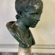 Young Boy, Plaster Bust with Green Patina, Circa 1900