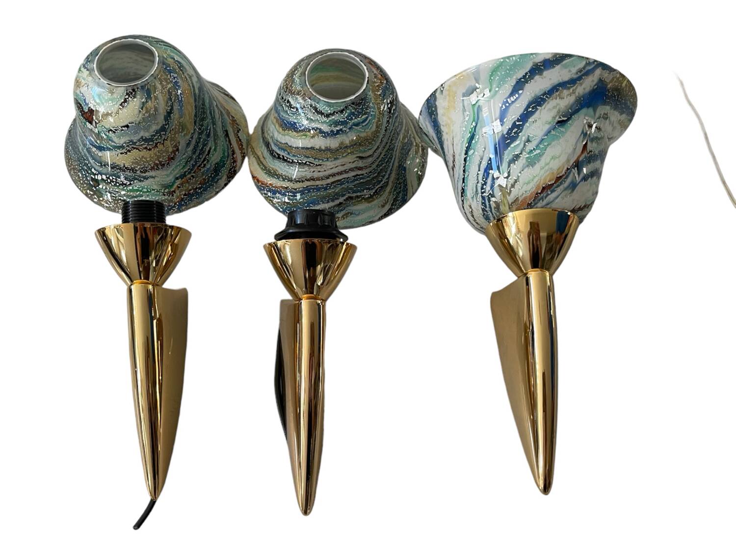 Venetian Art Murano Glass Sconces Set of 3