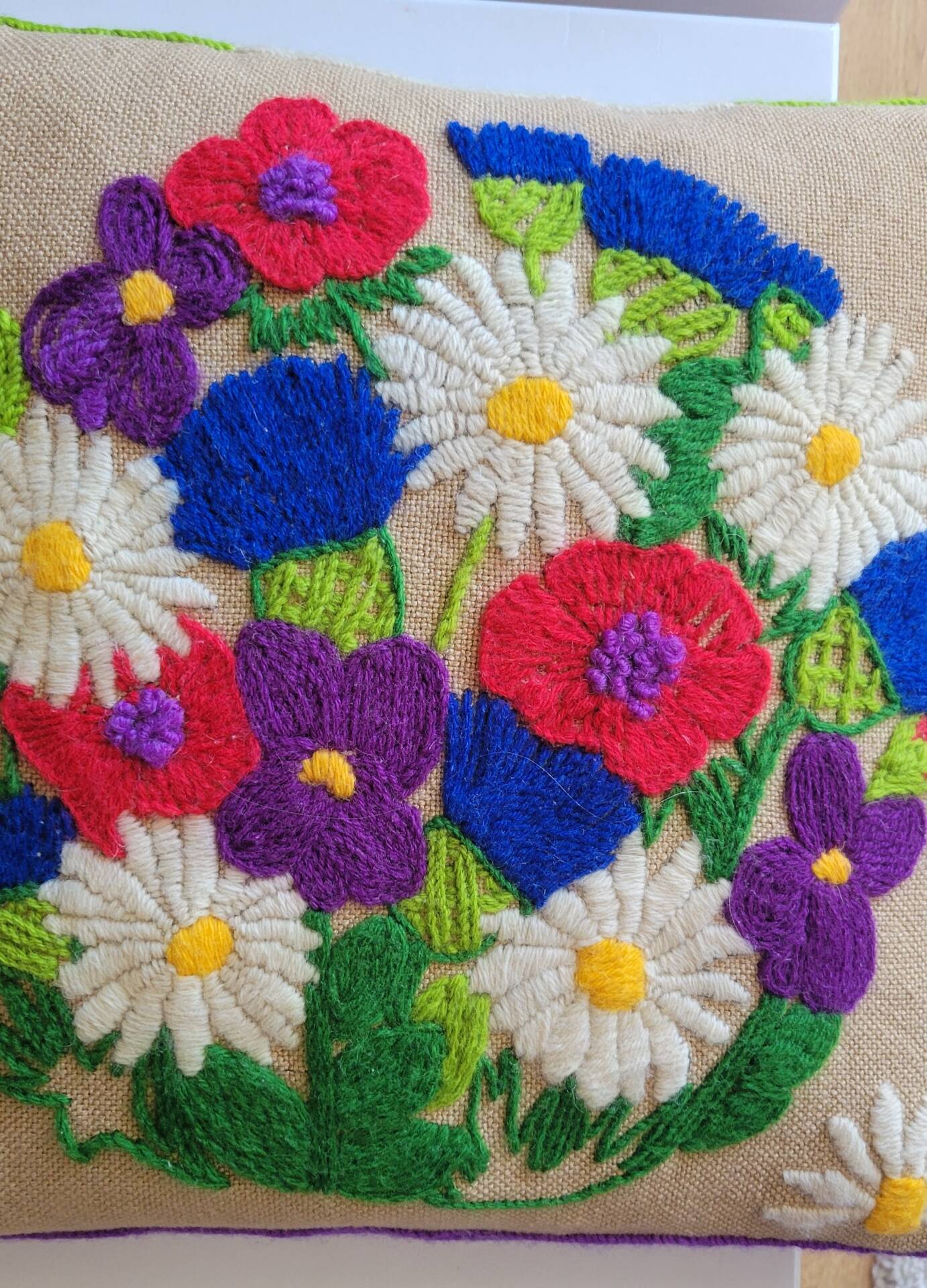 Vintage embroidered cushion