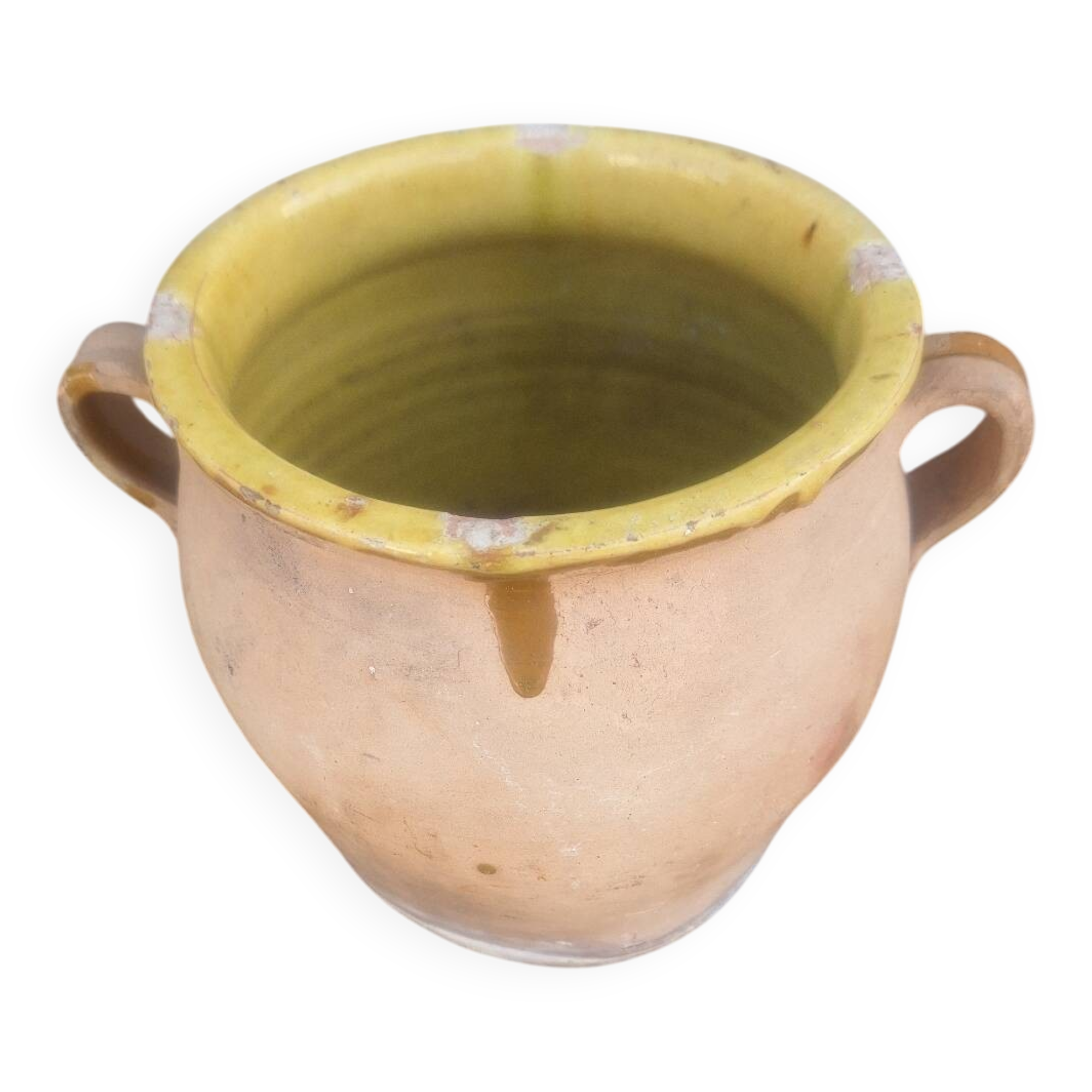 Antique glazed terracotta grease pot